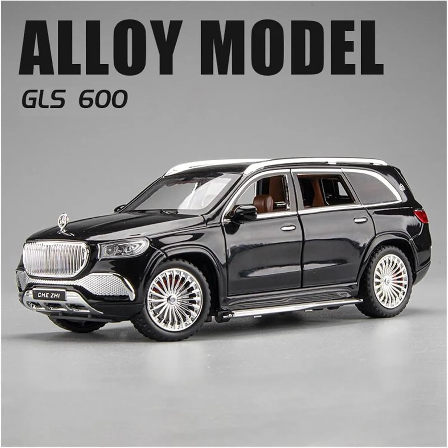 1 24 for Maybach GLS600 SUV Alloy Diecast Toy Vehicles Toy Car Model Sound and Light Collection Car Enthusiasts Gift Simulation Vehicle Playset(Black)