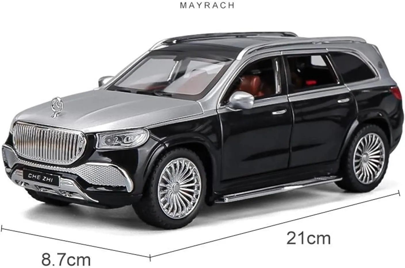 1 24 for Maybach GLS600 SUV Alloy Diecast Toy Vehicles Toy Car Model Sound and Light Collection Car Enthusiasts Gift Simulation Vehicle Playset(Black)