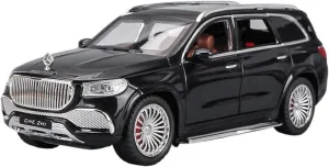 1 24 for Maybach GLS600 SUV Alloy Diecast Toy Vehicles Toy Car Model Sound and Light Collection Car Enthusiasts Gift Simulation Vehicle Playset(Black)