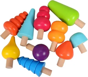 1 Set Wooden Tree Number Babies Preschool Miniature Trees Blocks Mini Small Tree Mini Wood Trees Tree Craft Outdoors