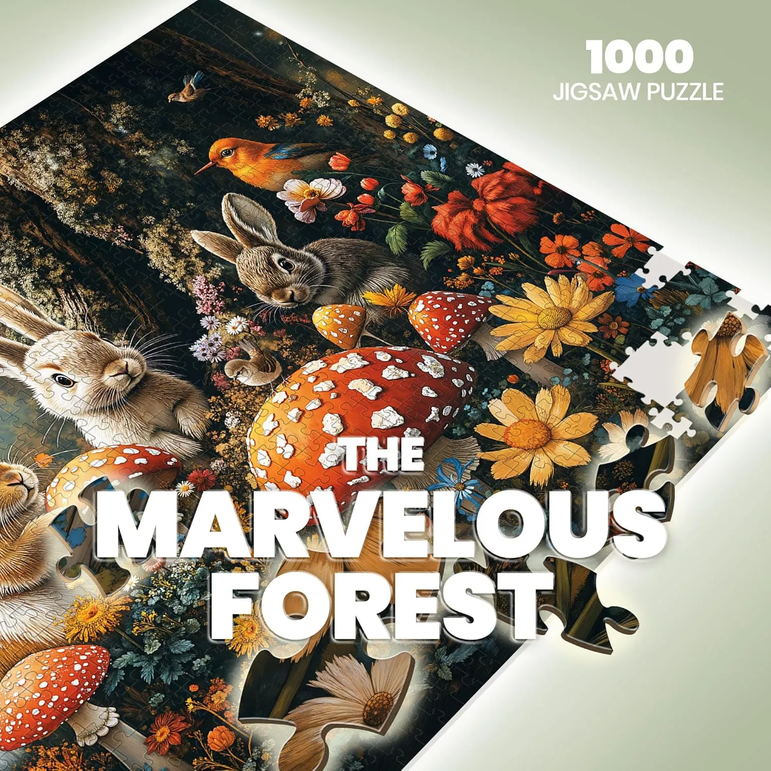 1000 Piece Puzzles for Adults,Animal Jigsaw Puzzle,Bunny and Forest Jigsaw Puzzles 1000 Pieces,Creative Games and Difficult Puzzle Home Decor Toy for Adults Elders (27.5"x19.6"), 1:1 Poster