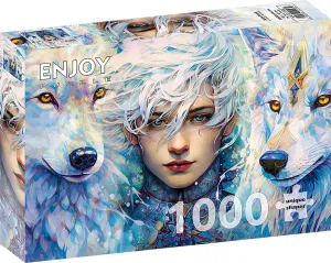 1000 Pieces Jigsaw Puzzle – Matte Finish, Soft Touch, Sturdy and Unique Pieces, Tight Fit, Vivid Colors, Missing Pieces Service – Young Boy Prince and Wolves in Fantasy Winter Portrait by ENJOY Puzzle