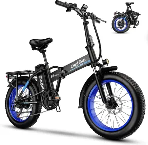 1000W Folding Electric Bike,48V 20AH Removable Battery E Bike,30 MPH,80 Miles Max Range Electric Bike for Adults,20" Fat Tire Foldable ebike,Adult Electric Bicycle for Commute Beach Snow