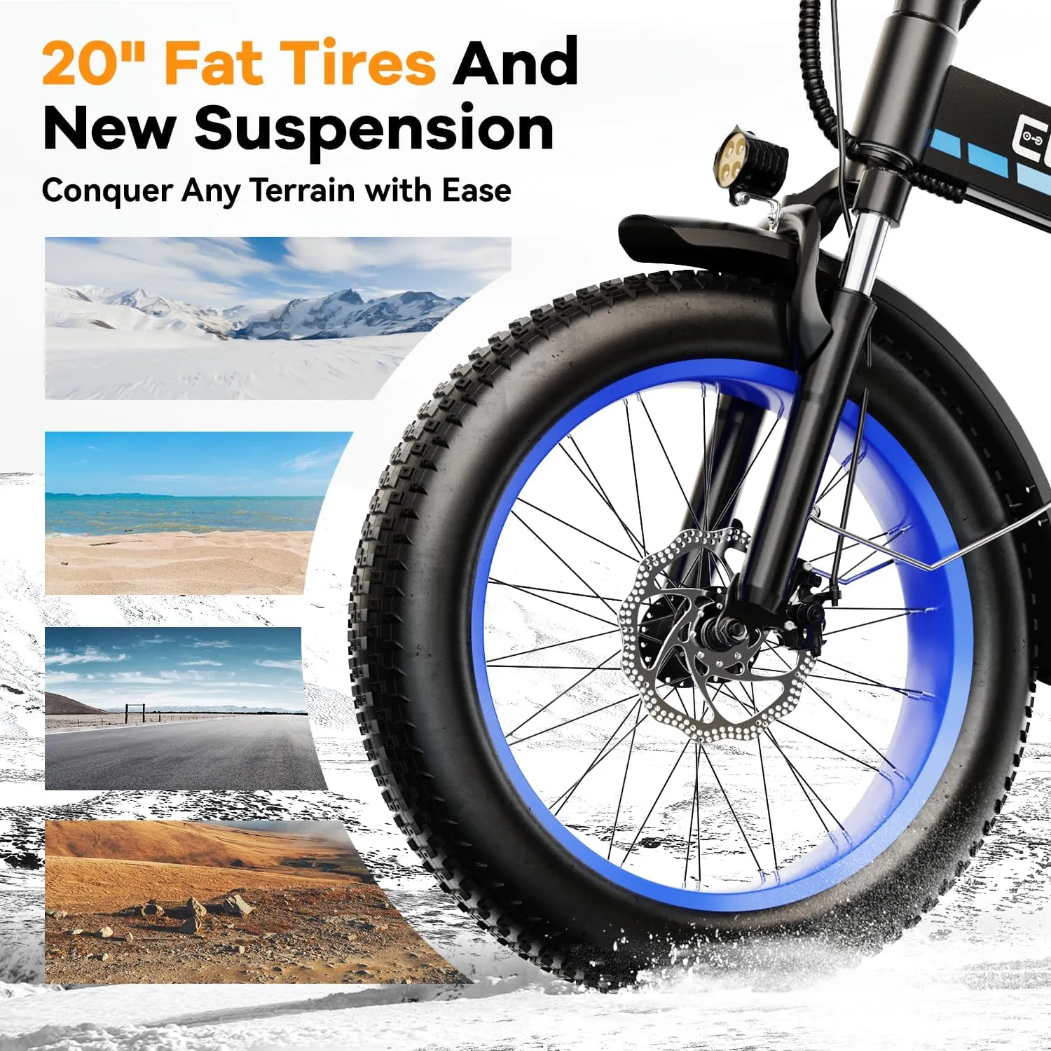 1000W Folding Electric Bike,48V 20AH Removable Battery E Bike,30 MPH,80 Miles Max Range Electric Bike for Adults,20" Fat Tire Foldable ebike,Adult Electric Bicycle for Commute Beach Snow