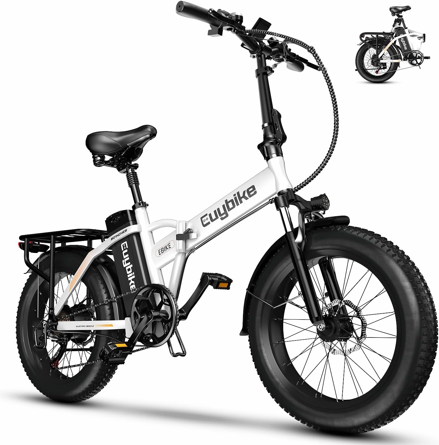 1000W Folding Electric Bike,48V 20AH Removable Battery E Bike,30 MPH,80 Miles Max Range Electric Bike for Adults,20" Fat Tire Foldable ebike,Adult Electric Bicycle for Commute Beach Snow
