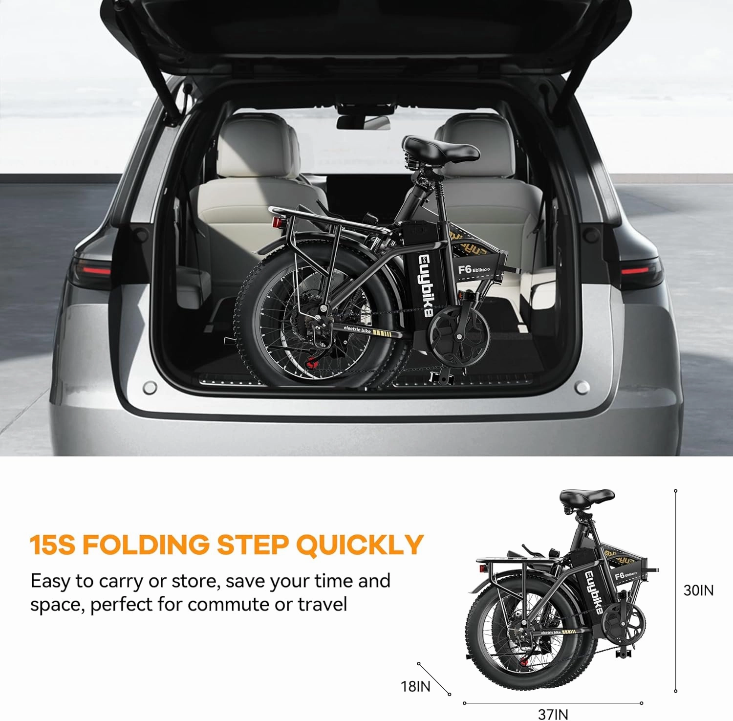 1000W Folding Electric Bike,48V 20AH Removable Battery E Bike,30 MPH,80 Miles Max Range Electric Bike for Adults,20" Fat Tire Foldable ebike,Adult Electric Bicycle for Commute Beach Snow