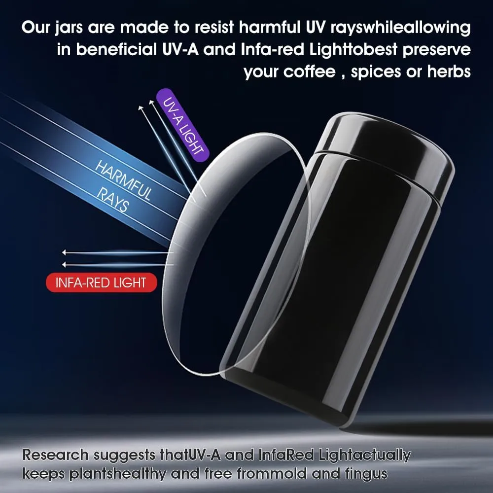 100g Black Ultraviolet Glass Jar with Lid,100 ml Airtight Smell Proof Container,Refillable Containers Jar,Ideal for Long term storage Oil,Coffee,Spices (B capacity: 100ml 3-PCS)