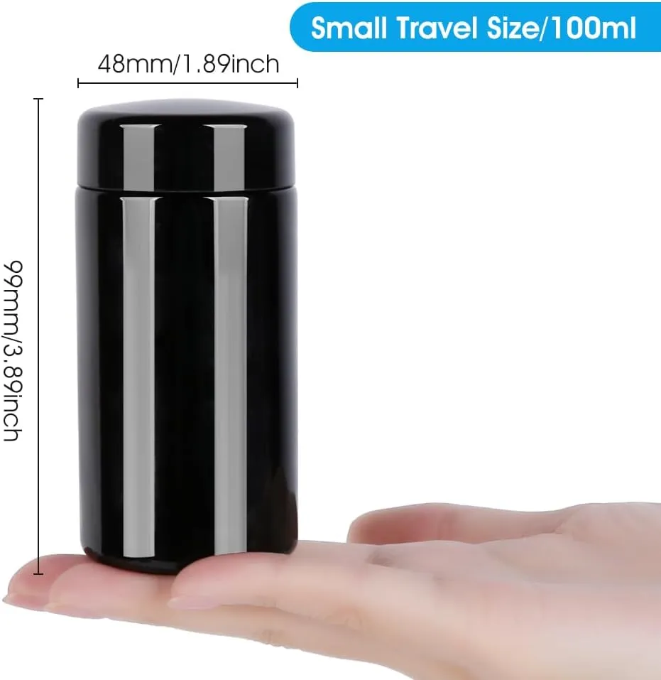 100g Black Ultraviolet Glass Jar with Lid,100 ml Airtight Smell Proof Container,Refillable Containers Jar,Ideal for Long term storage Oil,Coffee,Spices (B capacity: 100ml 3-PCS)