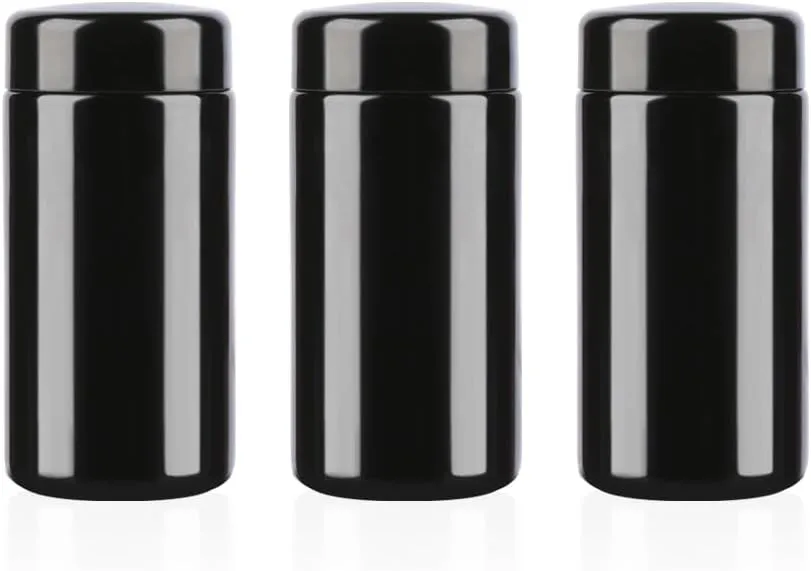 100g Black Ultraviolet Glass Jar with Lid,100 ml Airtight Smell Proof Container,Refillable Containers Jar,Ideal for Long term storage Oil,Coffee,Spices (B capacity: 100ml 3-PCS)