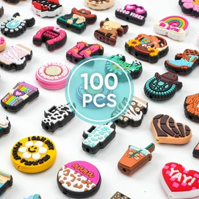 100Pcs Silicone Focal Beads Bulk, Random Pattern Focal Beads for Pens Keychain Bracelet Lanyard Making DIY Your Holiday Gift