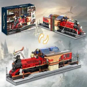 1068PCS Harry Magic Train Building Toy Set, 2 in 1 Train Bookends Building Block, Iconic Model Steam Train Home Decorative Bookshelf, Ideal Collectible & Display Building Toys for Adults & Children