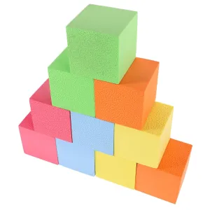 10pcs Foam Cube Toys for Kids 3D Geometric Foam Shapes, Colorful Foam Cube Blocks for Learning