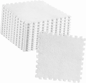 10PCS Plush Puzzle Foam Floor Mat, Interlocking Carpet Tiles Tiles Play Mat Baby Play Mats Baby Puzzle Mat Children Rug Soft Climbing Area Rugs (White)
