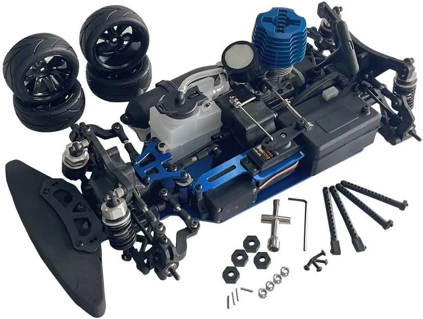 1/10 Nitro Powered Rc Car Kit Two Speed 4WD Gas Powered RC Car Hobby Grade Racing Car for Adult 18CXP Nitro Engine Water Resistant Rock Crawler Remote Control Vehicle Without Car Shell Remote