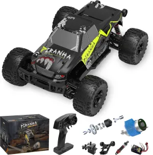 1:10 Scale Brushless Fast RC Car for Adults – 4WD Off-Road Truck, 37  MPH Speed All Terrain RC Car, 2.4GHz Remote Control, Dual 1500mAh Li-ion Batteries (Black)