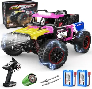 1/14 Brushless RC Car for Adults, Fast Off-Road Truck Max 36mph 4x4 with 2 Lipo Batteries, High Speed Remote Control Car with 35A Waterproof ESC, All Terrain Off-Road Truck, Pink