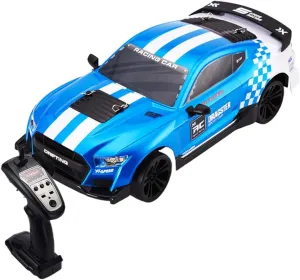 1/14 Scale RC Drift Car, 2.4GHz 4WD High-Speed RC Racing Car with LED Lights & Interchangeable Tires for Adults