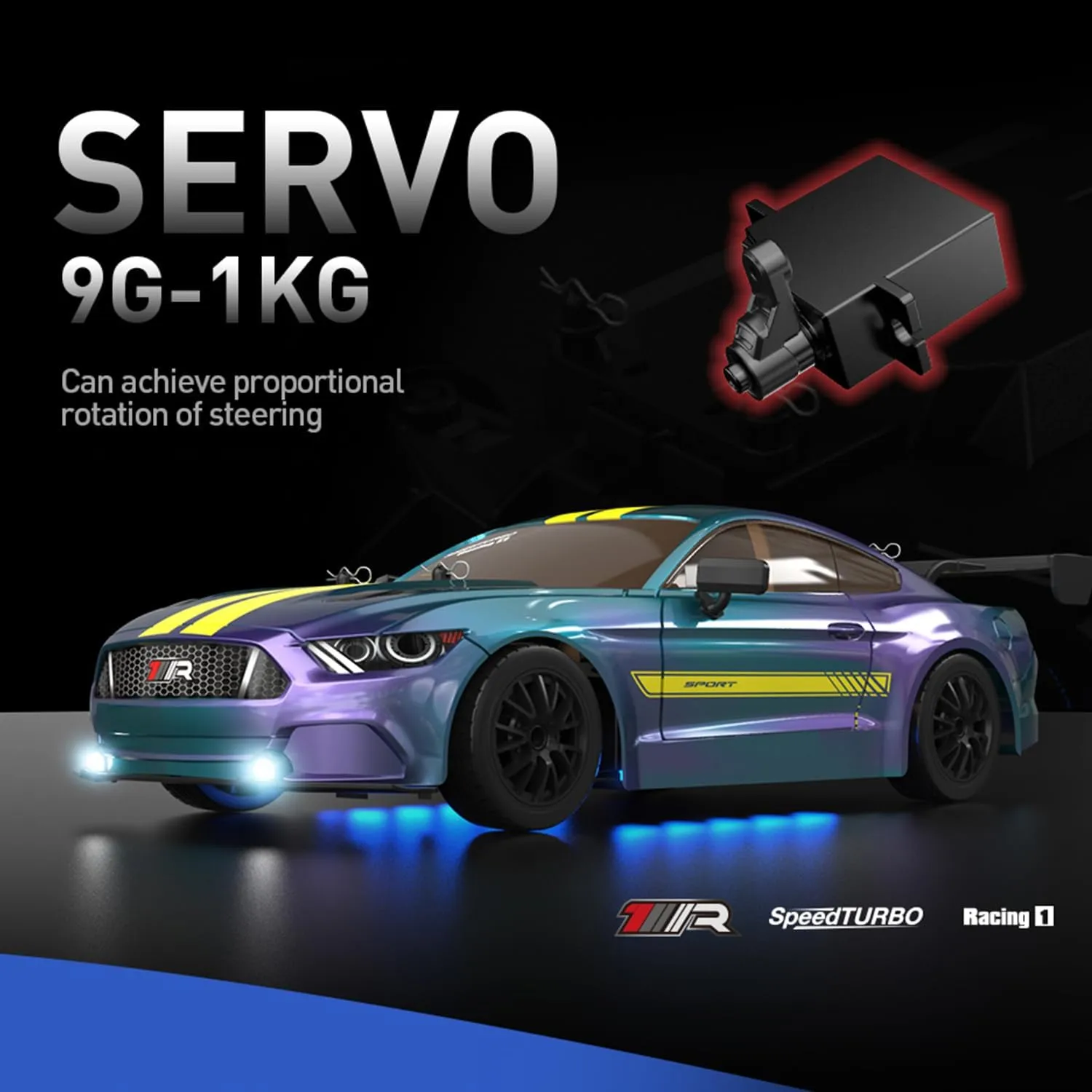 1:16 RC Drift Car 4WD 30 KM/H Full Proportional High Speed RC Car RTR with LED Lights and Drifting Tires Racing Sport Toy for Adults Boys Girls Kids(8103-Green)