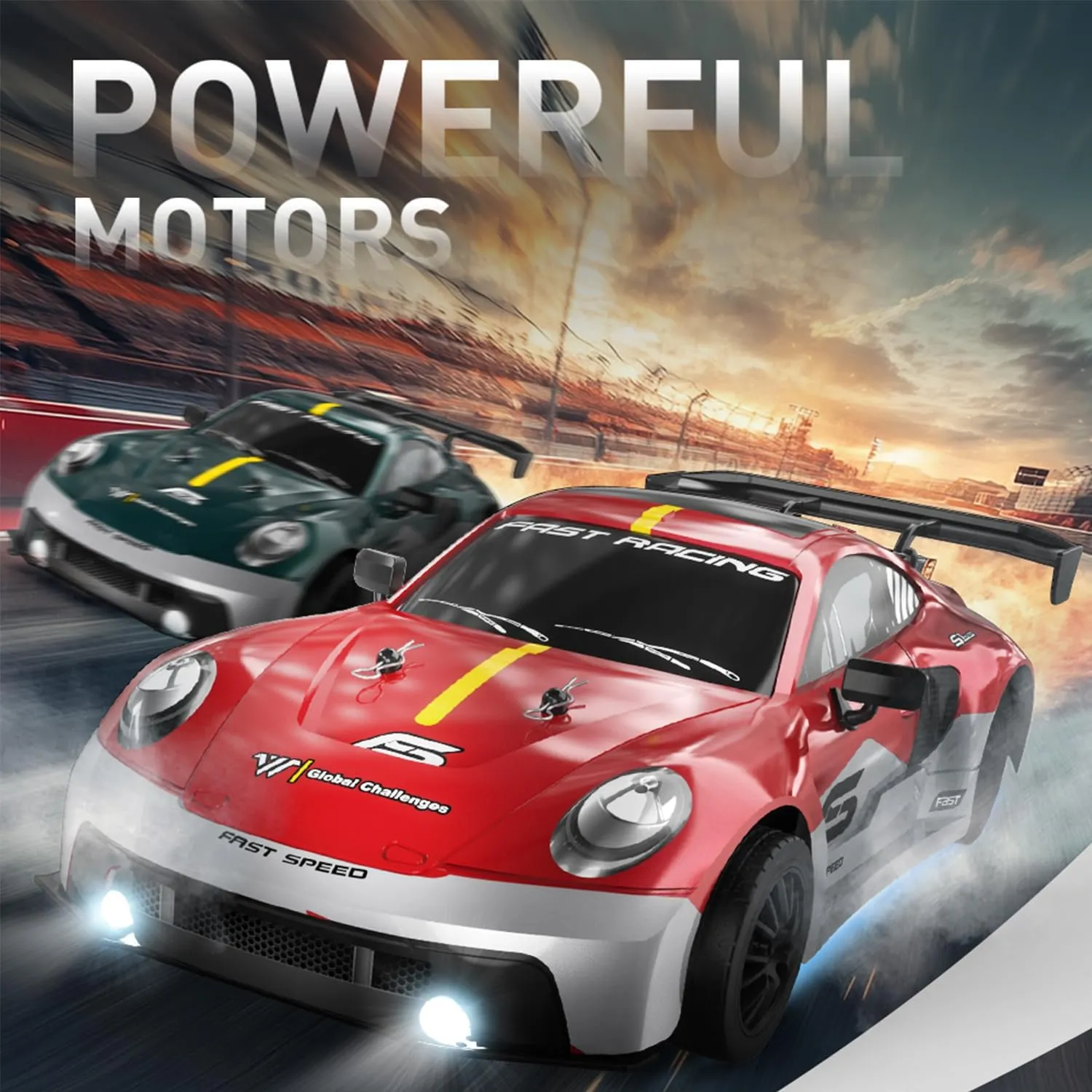 1:16 RC Drift Car 4WD 30 KM/H Full Proportional High Speed RC Car RTR with LED Lights and Drifting Tires Racing Sport Toy for Adults Boys Girls Kids(8103-Green)
