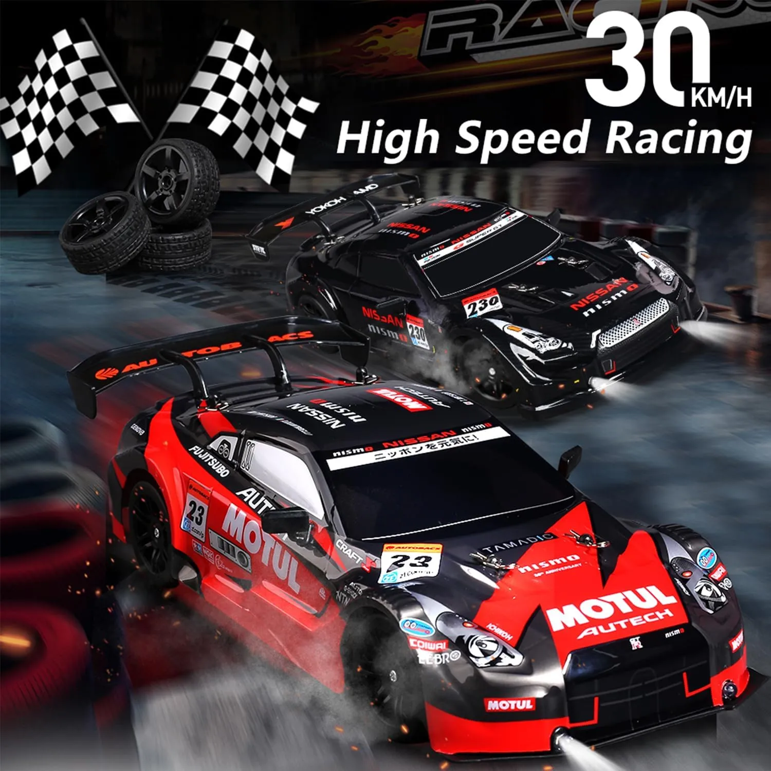 1:16 RC Drift Car 4WD 30 KM/H Full Proportional High Speed RC Car RTR with LED Lights and Drifting Tires Racing Sport Toy for Adults Boys Girls Kids(8103-Green)
