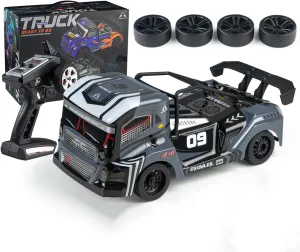 1/16 Remote Control High Speed Car - 4WD RC Drifting Racing Cars Fast 35KM/H Truck 2.4Ghz Off-Road 4X4 Buggy Car Speed & Steering Control Vehicle Toy with Lights for Kids and Adults