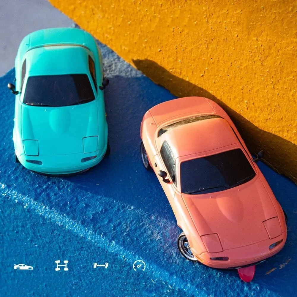 1/18 Scale RC Car, 2.4 GHz Proportional Control RWD RC Drift Car with LED Lights & Gyroscope, Durable Design for Adults On-Road Racing (RTR / 2 Battery)