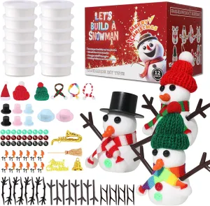 12-Pack Christmas Crafts Snowman Sets for Kids, Modeling Clay Snowman DIY Kit,Christmas Stocking Stuffers for Kids, Perfect for Winter Children's Holiday Party Decoration Gifts
