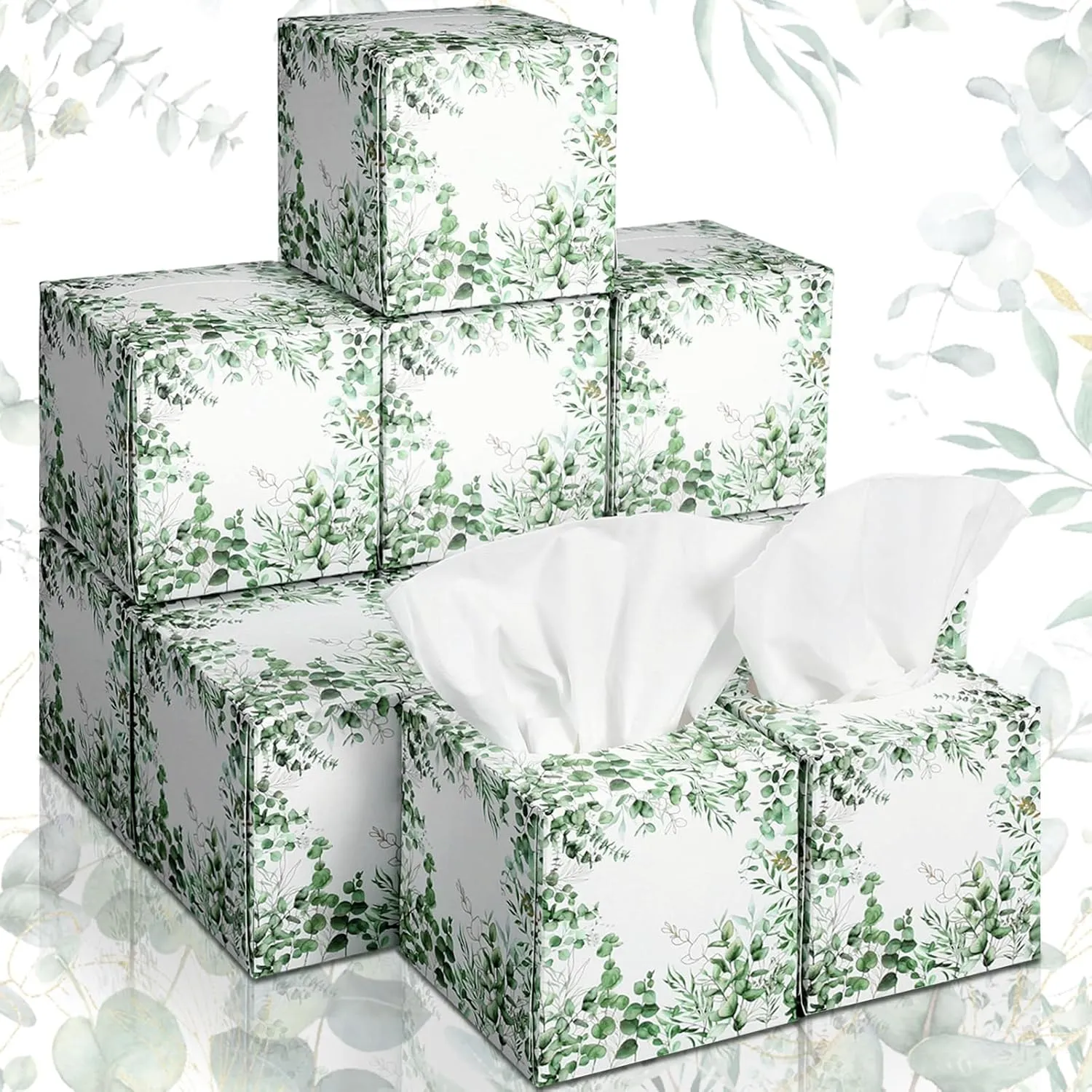 12 Pack Spring Facial Tissues Cube Face Boxes 600 Sheets 3 Ply Small Square Tissues Bulk for Spring Summer Car Bedroom Supplies(Eucalyptus)
