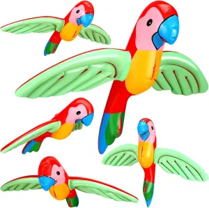 12 Pcs Inflatable Flying Parrot Decorations for Birthday Gift Tropical Party Luau Decoration Pool Prop, 31.5 x 22.05 Inches