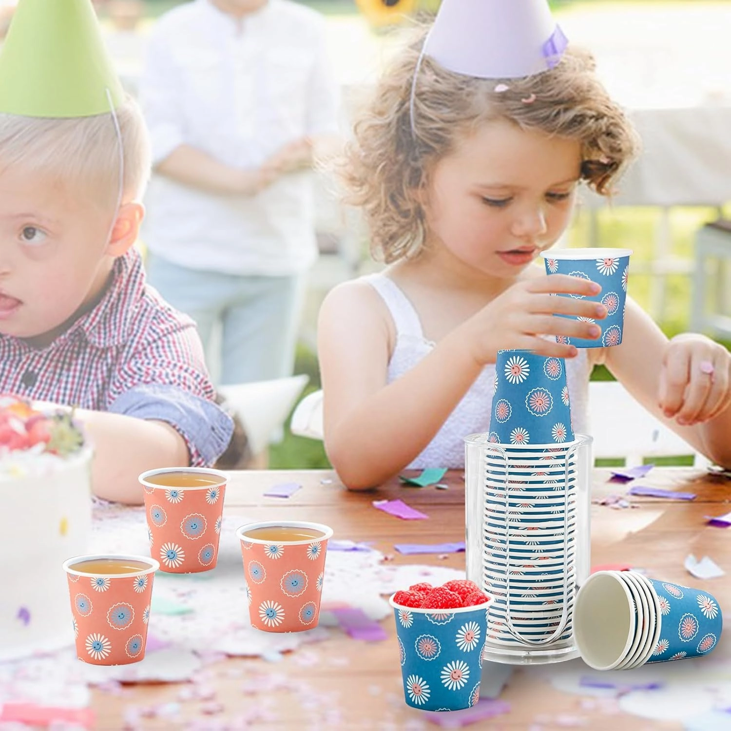 1200 Pack 3 oz Paper Cups, Disposable Bathroom Cups, Mini Mouthwash Cups, Small Cup 3 Ounce for Bathroom, Party, Picnic, BBQ, Travel(Daisy)