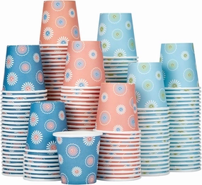 1200 Pack 3 oz Paper Cups, Disposable Bathroom Cups, Mini Mouthwash Cups, Small Cup 3 Ounce for Bathroom, Party, Picnic, BBQ, Travel(Daisy)