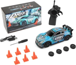 1:22 Scale RC Drift Car, 2.4G 4WD RC Car with LED Lights & Interchangeable Tires, RC Racing Toys for Hobbyist
