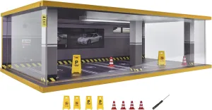1/24 Scale Model Car Display Case with Light, 1 24 Diecast Cars Storage Cases in Parking Lot Scene, Acrylic Toy Garage for Alloy Car Models (Grey-8 Parking Place) (Grey, 1/24)