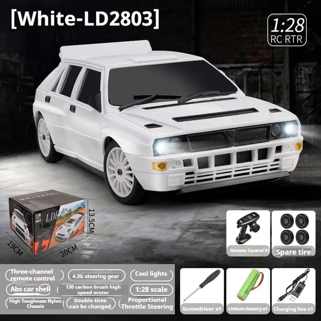 1/28 Scale Mini RC Drift Car for Adults, 4WD Full Proportional Drift Racing Car with LED Lights, High-Speed 10km/h RC Vehicle for Hobbyists & Teens -LD2803