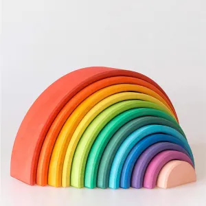 12Pcs Wooden Rainbow Stacker Toy, Extra Large Wooden Stacking Toy, Montessori Nesting Puzzle for Kids