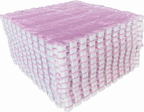 12pcs Tiled Puzzle Play Mats Interlocking Shaggy Soft EVA Foam Mats Protective Floor for Children Kids Room Home Parlor Bedroom(Pink)