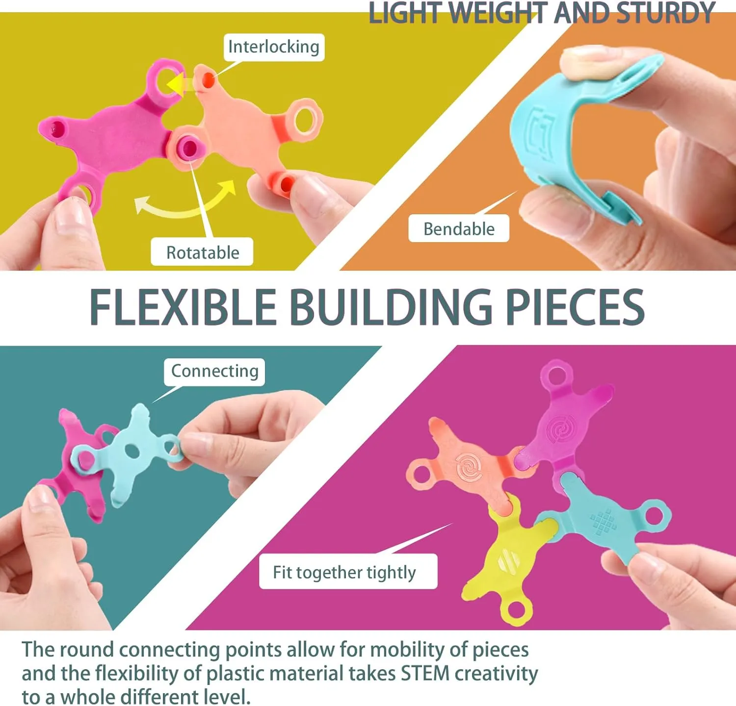 138 Pieces Kids Building Blocks STEM Construction Toys for Creative Play, Splicing Stacking Game Educational Toy for Preschool Classroom Activities ﻿