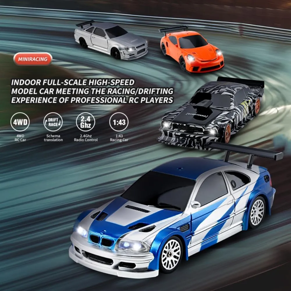 1/43 RC Car Mini Racing Cars 2.4G Radio Control Drift Car 4WD Off-Road High-Speed Motor Vehicle Model Toys for Boys Mini Gifts (4302)