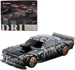 1/43 RC Drift Car with Gyro, Mini Electric Racing Drift Car Model, 2.4G, Full-Proportional, RTR, 4WD, LED Lights, 15km/h Max Speed for Adults and Teens