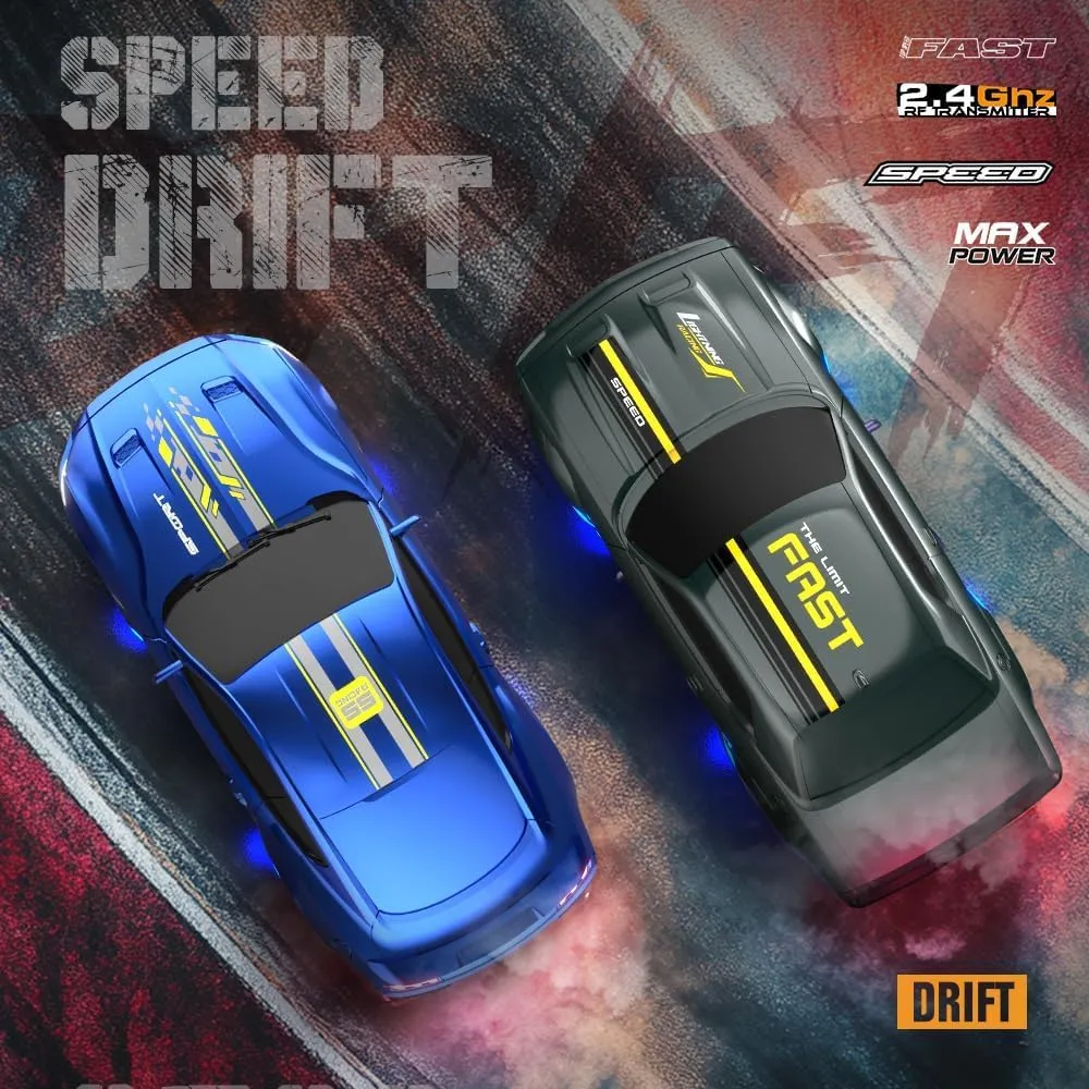 1:43 Scale Mini Racing Drift Car Model，2.4GHz Remote Control Car, 4WD High Speed Race with Lights,Racing Tires,RC Toys Hobbyist Gift for Adults, Kids, Boys, Girls (Grey)