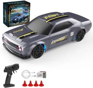 1:43 Scale Mini Racing Drift Car Model，2.4GHz Remote Control Car, 4WD High Speed Race with Lights,Racing Tires,RC Toys Hobbyist Gift for Adults, Kids, Boys, Girls (Grey)