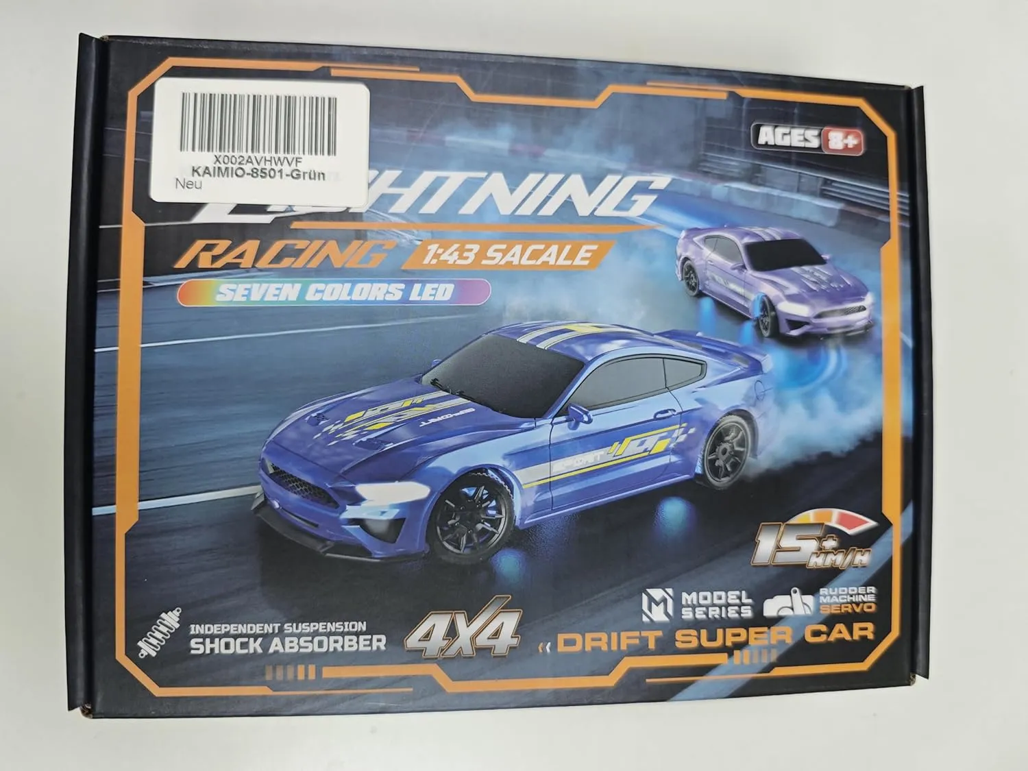 1:43 Scale Mini RC Drift Car with Gyro Full Proportional RTR 2.4Ghz Remote Control with RGB Lights and 2 Replaceable Body Shell(8501-Green)