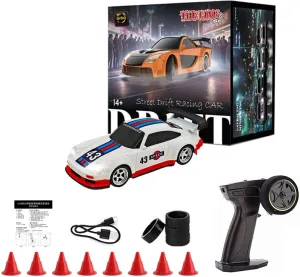 1/43 Scale RC Mini Racing Car, Full Proportional Electric Mini Racing Drift Car Model with Lights (RTR) - Gyro Version