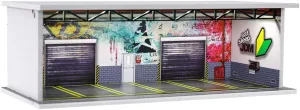 1/64 Scale Hot die-cast Wheels Model car scenarios Display case with LED Light and Acrylic Cover, Scenes Parking lot Diorama Storage Garage Box with 6 Parking Spaces (JDM)