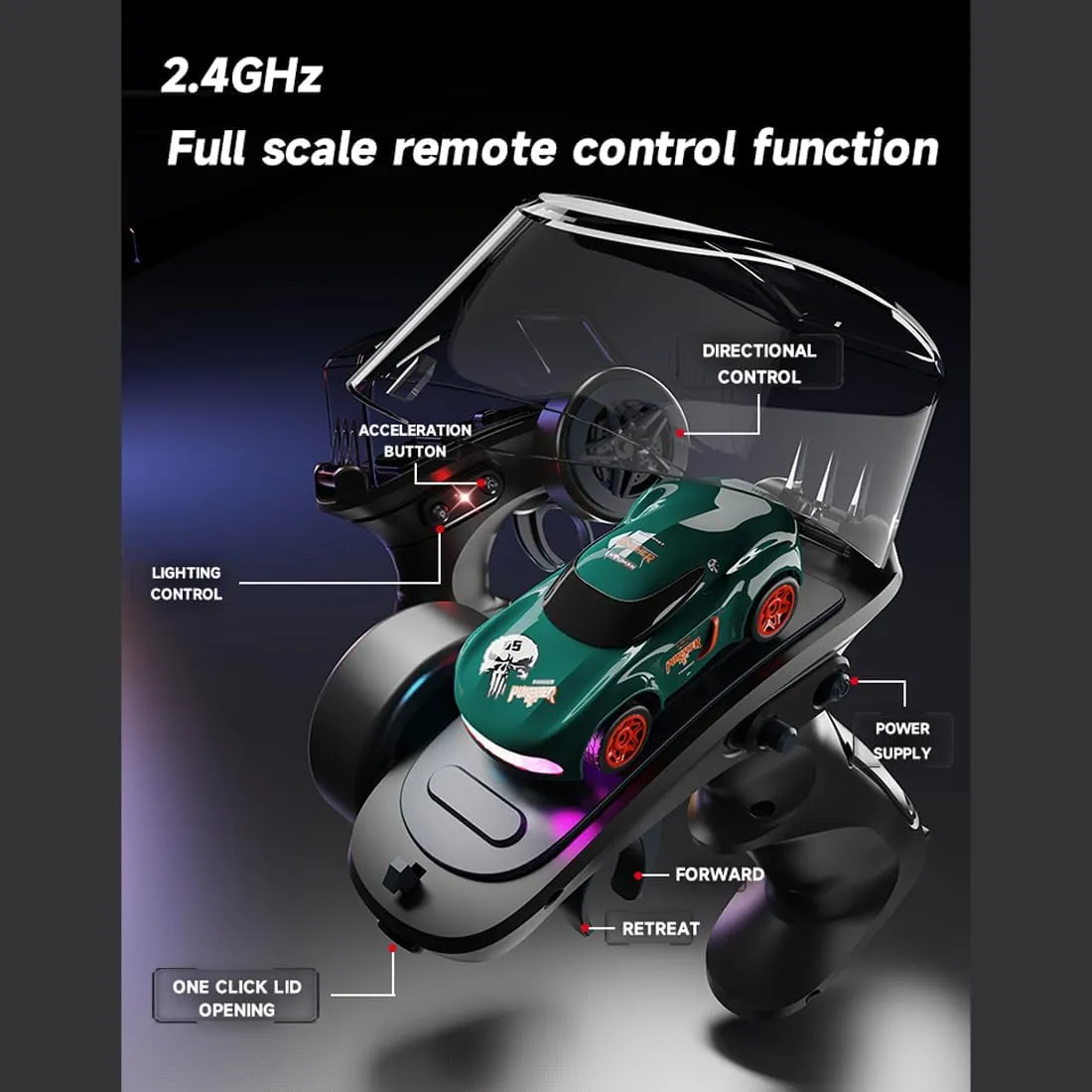 1/64 Scale Mini Drift RC Car, 2.4G 4WD High Speed Remote Control Car, Desktop Racing Sports Cars Model for Adult with Colored Lights
