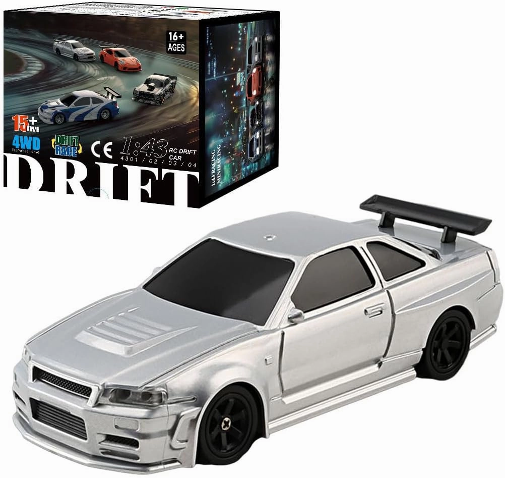 1/43 RC Drift Car for Adults, 2.4G Mini Remote Control Racing Car, 4WD Electric Model With Lights - High Speed RTR Vehicle, Type 4