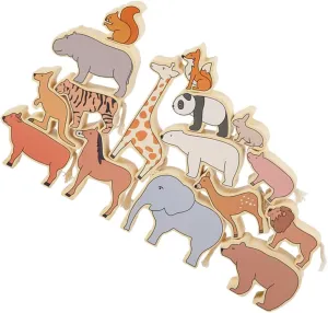 1Set Portable Wooden Animal Stacking Blocks Adorable Cartoon Animal Design for Creative Play for Imagination and Cognitive Development Safe Smooth Edges for Fun