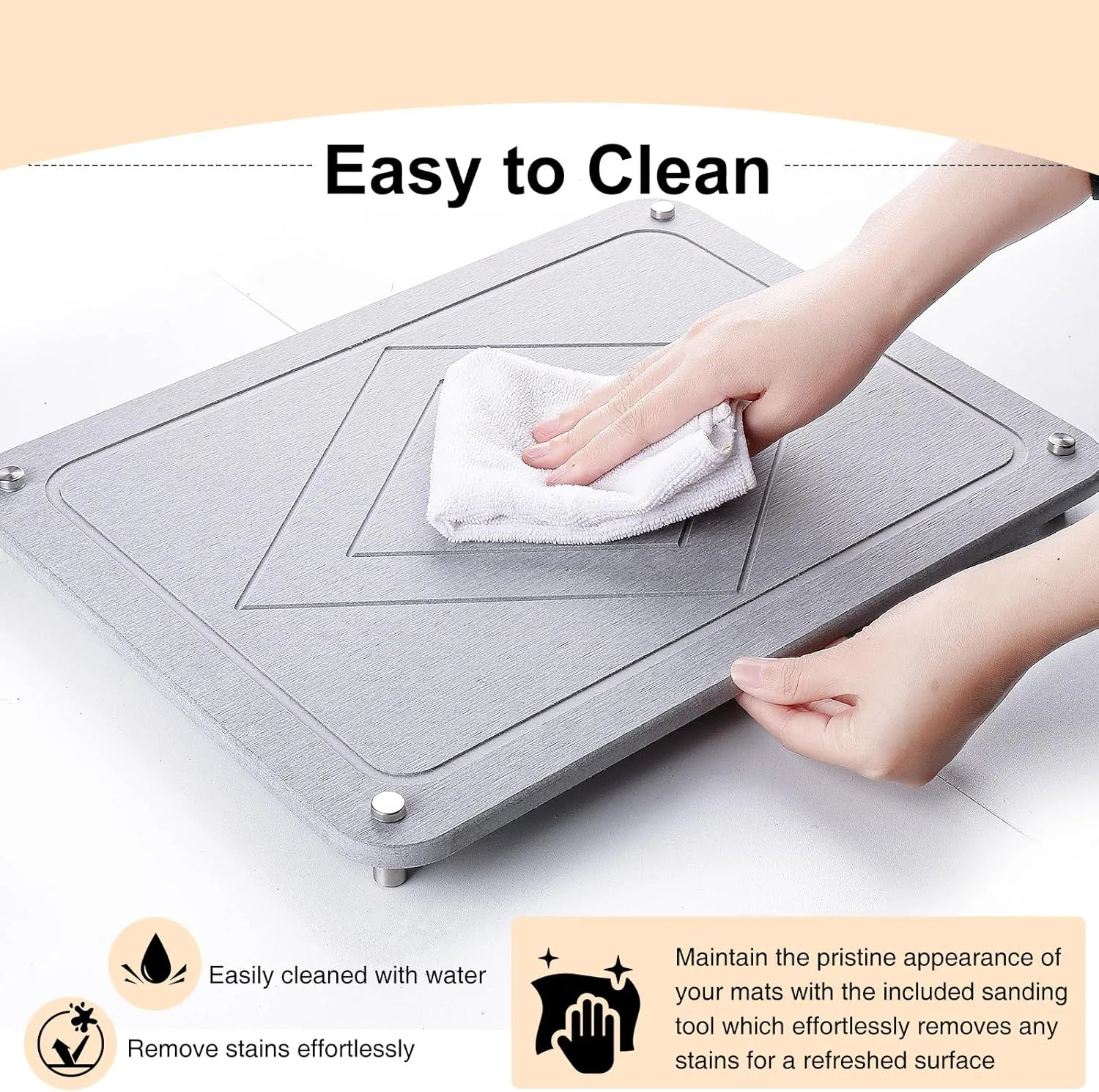 2 Pack Stone Dish Drying Mats Kitchen Counter with 2 Wooden Dish Drying Racks, Quick Drying Stone Dish Mat Ultra Absorbent Natural Diatomaceous Earth Stone Mat, Heat Resistant Non-Slip Tableware Mat