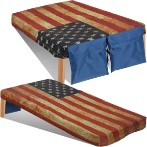 2 Pcs Cornhole Covers Flag Set - Fits 4' x 2' Boards American Flag Covers with Bag for Storing Cornhole Bags Waterproof, & UV Resistant