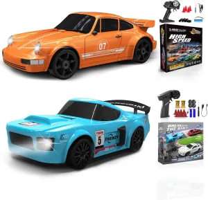 2 Pcs RC Drift Car 1:24 Remote Control Car 4WD High Speed Racing Sport Car with LED Lights RC Cars Toy Cars for Kids Boys Girls Adults Gifts Birthday Christmas Rechargeable Batteries